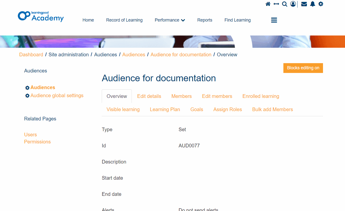 Audiences Learning Pool Help Centre
