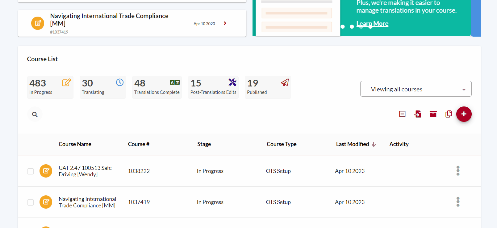 Managing your courses Learning Pool Help Centre