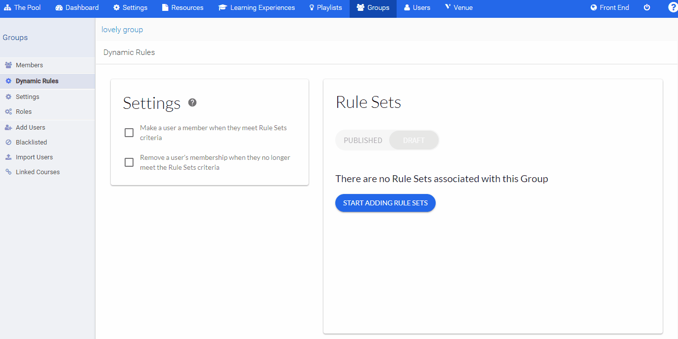 Dynamic rules Learning Pool Help Centre