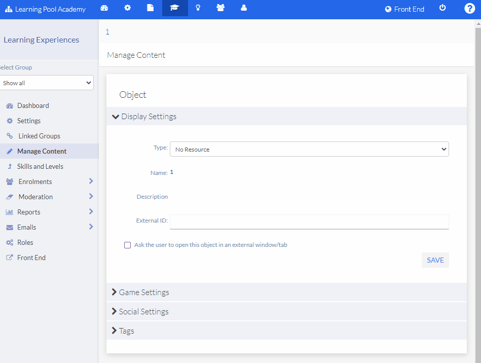 Manage content Learning Pool Help Centre