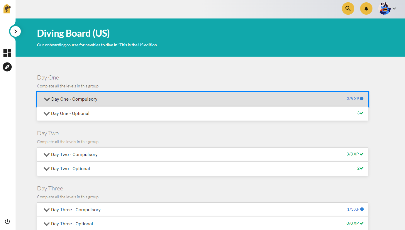Vertical navigation Learning Pool Help Centre