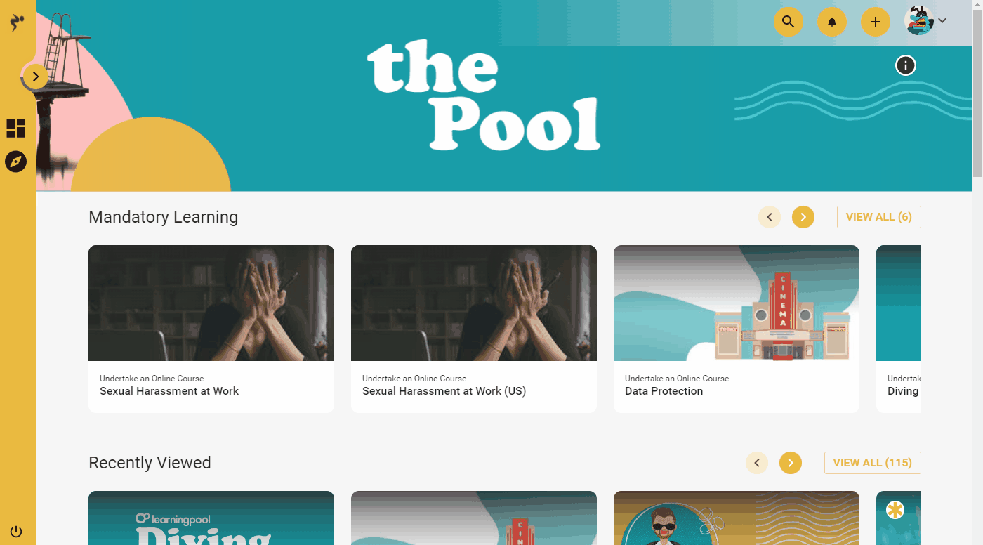 Vertical navigation Learning Pool Help Centre