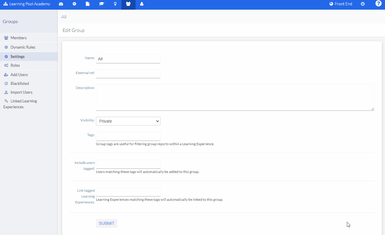 Linked groups Learning Pool Help Centre