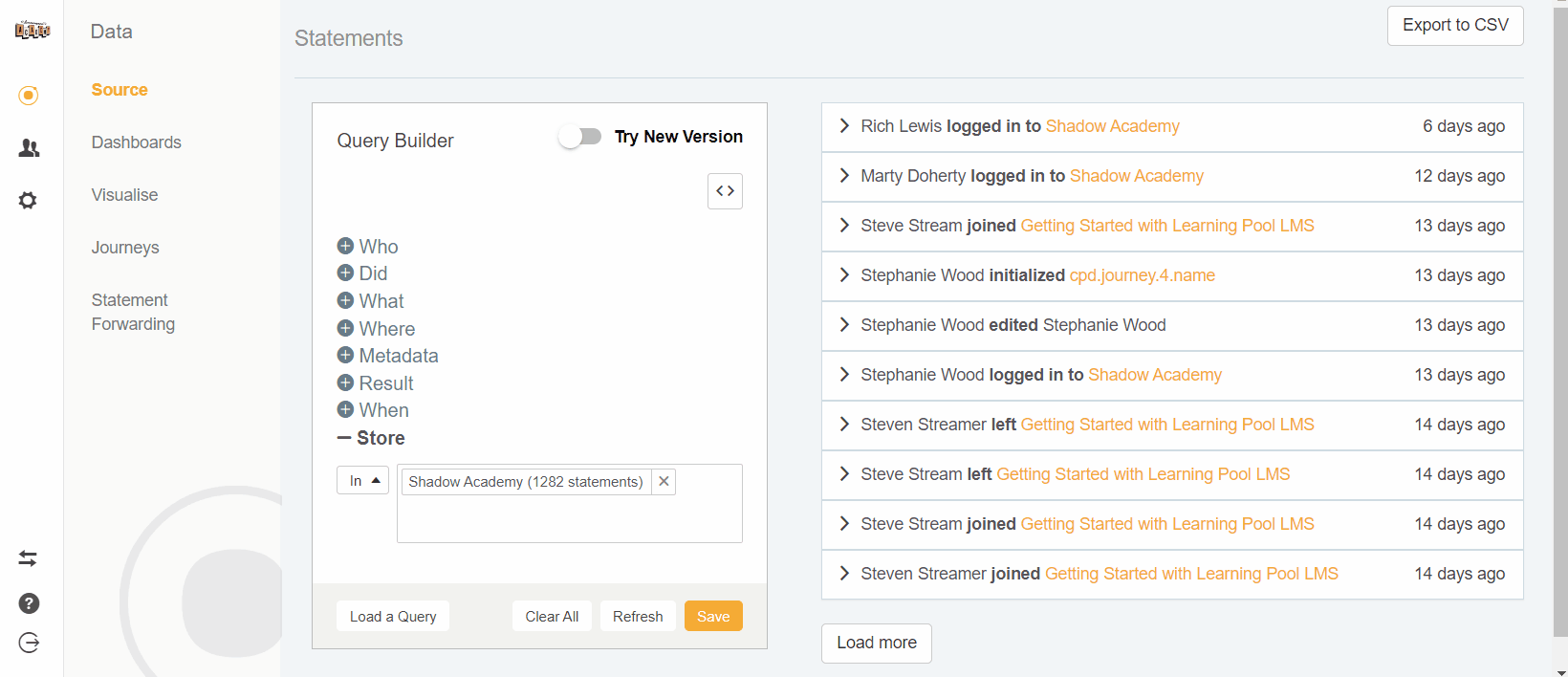 Exporting statements Learning Pool Help Centre